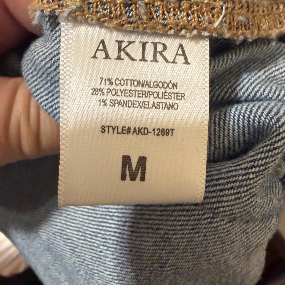 AKIRA Denim Patchwork Crop Top - Blue, Black, White - Picture 8 of 8